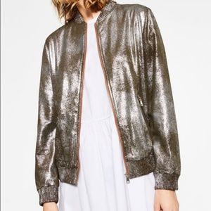 Zara Metallic Bomber Jacket